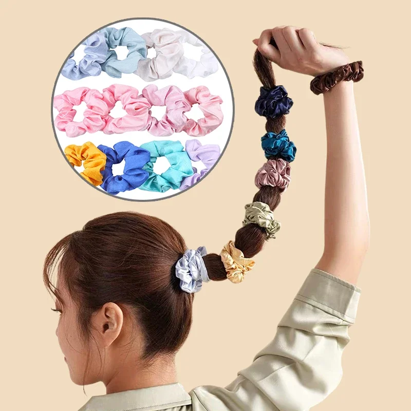 

ТКАНЕВОЕ кольцо для волос для девочек, искусственная шелковая атласная веревка для хвоста, аксессуары, однотонные ленты для волос в оплетке, искусственный подарок