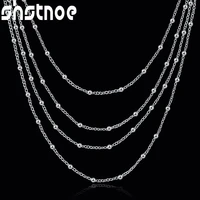 925 sterling silver multi chain smooth beads necklace 18 inch chain for women man engagement wedding fashion charm jewelry