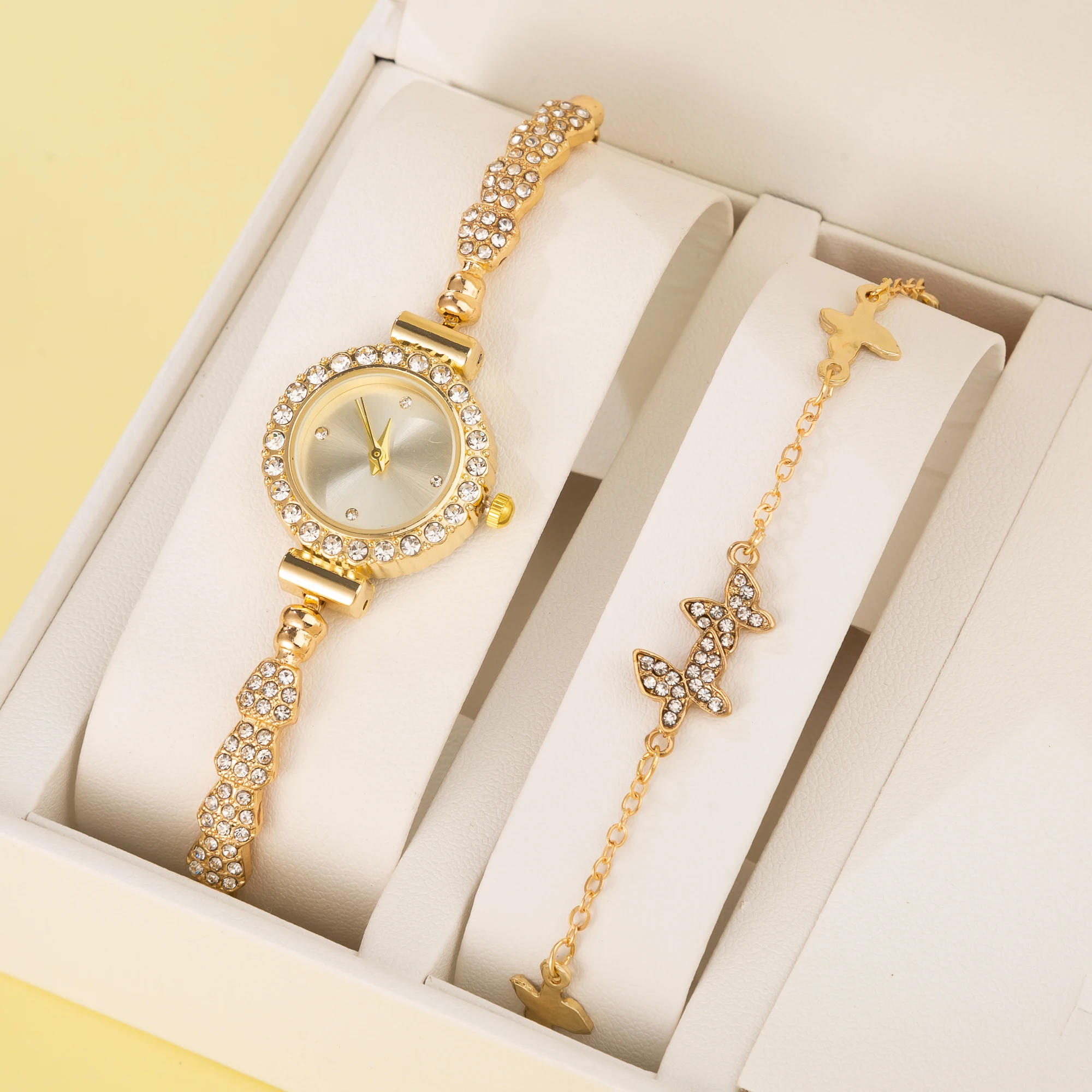 

2pcs New Fashion Watch Alloy Classic Ladies Bracelet Watch Set Trendy Women's Quartz Watch Reloj De Señoras Free Shipping