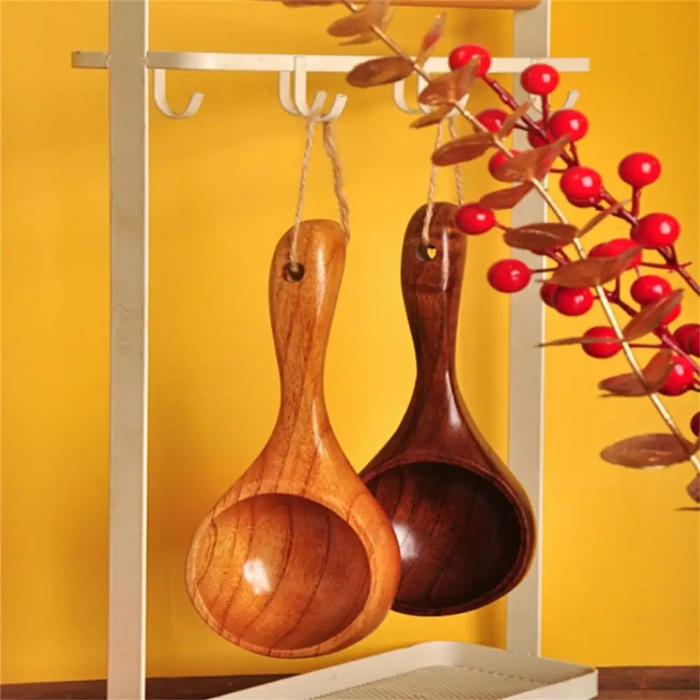 

Net Red Water Scoop Japanese Style Eating Tableware Rice Spoon Household Long Handle Eat Sowing Wooden Spoon New Wholesale 2023