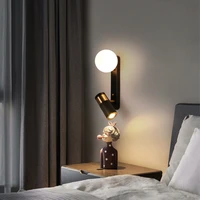 postmodern rotatable wall lamp black gold led spot light for bedside bedroom study office indoor decoration reading wall lamp