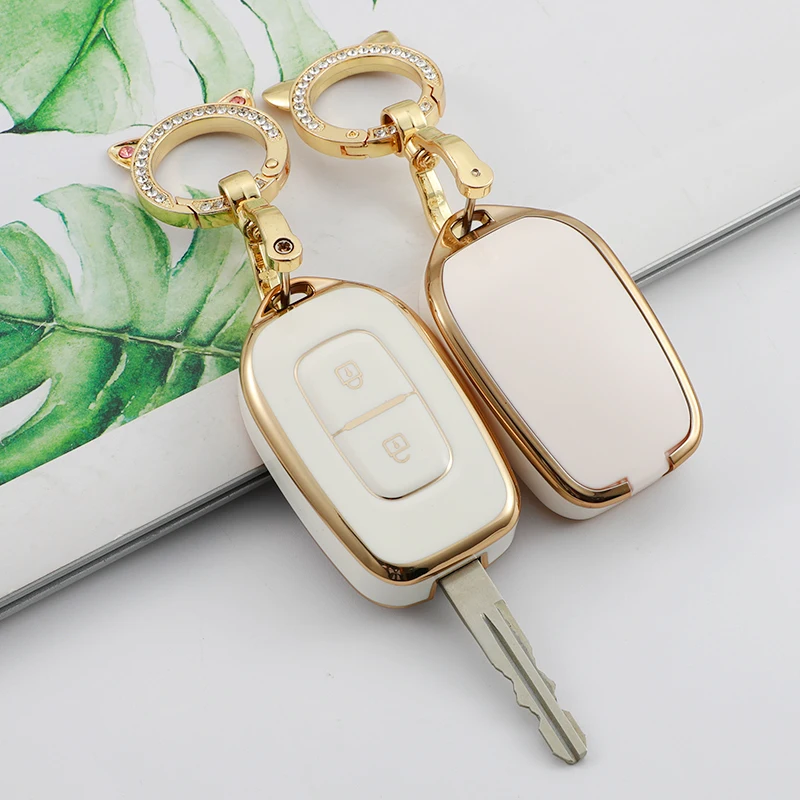 2 Button Fob Shell Keychain for Renault Kwid Traffic Symbol for Dacia Sandero Logan Duster 2016 2017 2018 TPU Car Key Cover Case