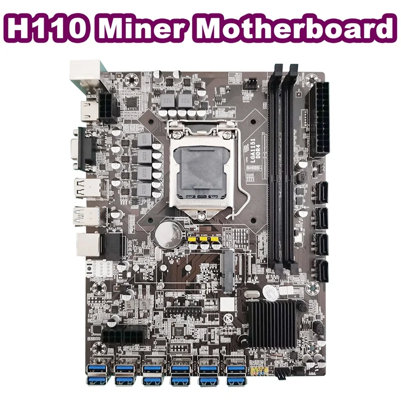 

Материнская плата H110 B250 BTC 12XPCIE к USB 3,0, слот для графической карты LGA1151 DDR4 MSATA SATA ETH, материнская плата для майнинга