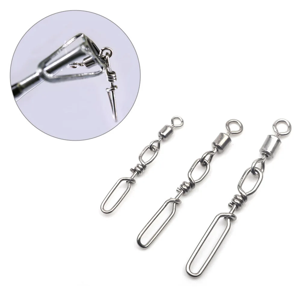 Купи 10pcs Fishing Guide Ring Pin Long Line Clip Snap With Rolling Swivel & Lock Snap Connector Tackle Tool For Lure Fishing за 95 рублей в магазине AliExpress