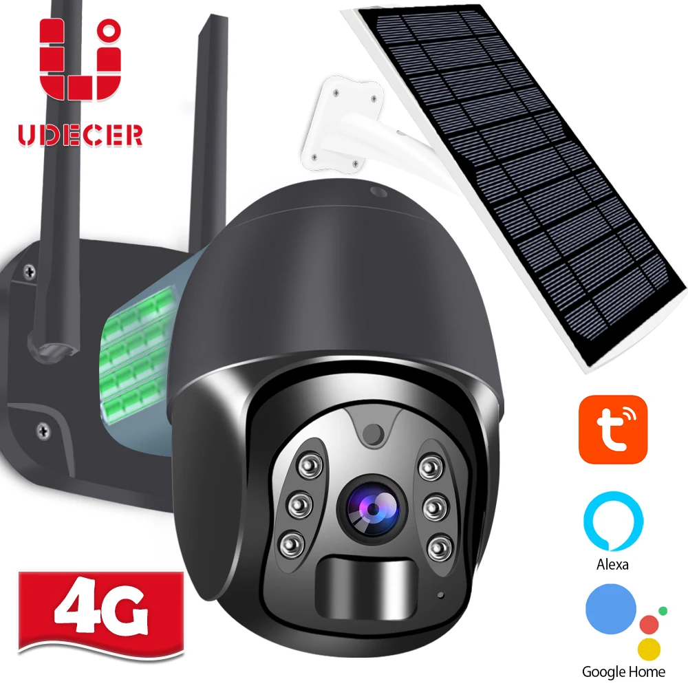 

4G sim-карта IP Камера Встроенная батарея беспроводная WiFi камера безопасности 1080P Tuya Солнечная Внешняя PTZ камера Поддержка Alexa Google Home