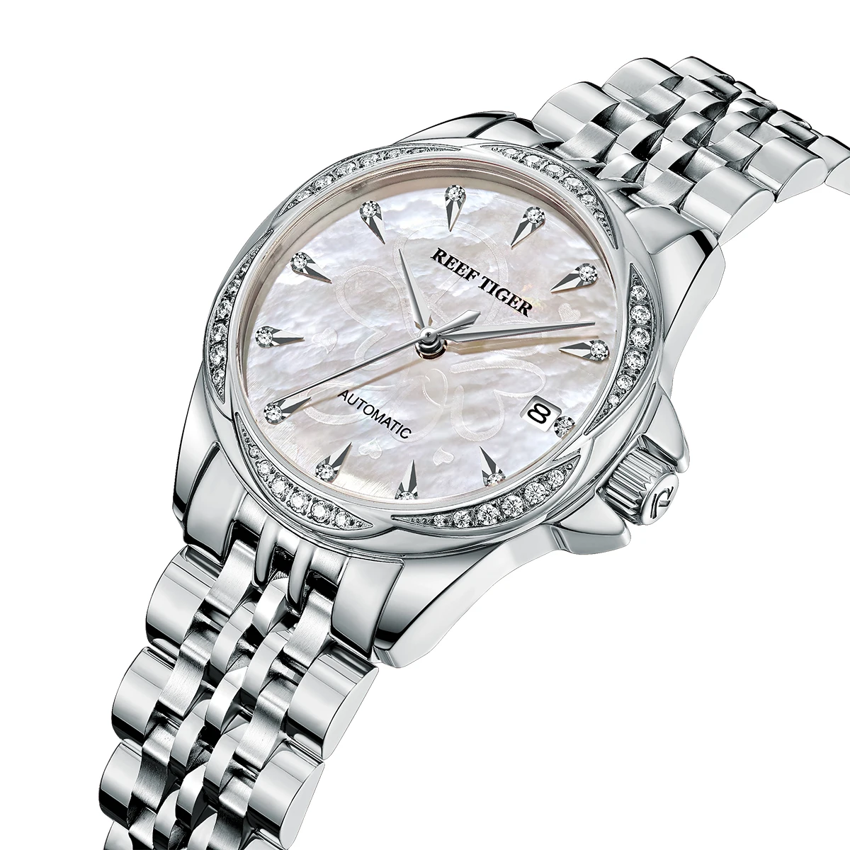 Reef Tiger/RT Sapphire Crystal Women Mechanical Watch Luxury Brand Women Automatic Watch Diamond Dress Watch RGA1583-2 enlarge