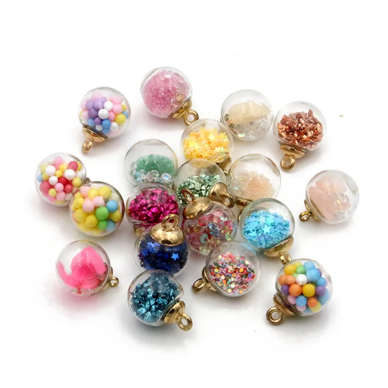

10Pcs 19 Styles Mix Glass Bottles Milk Tea Cup Ball Earring Charms Diy Findings Keychain Bracelets Pendant For Jewelry Making