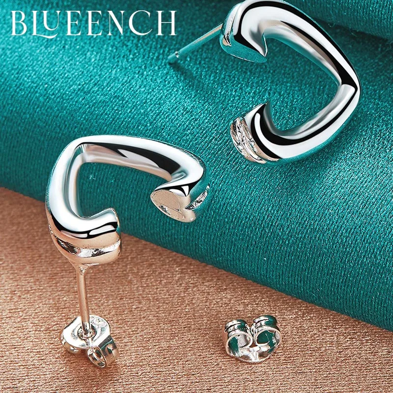 

Blueench 925 Sterling Silver Geometric Heart Peach Stud EarringsEarrings for Women Proposal Wedding Party Fashion Jewelry