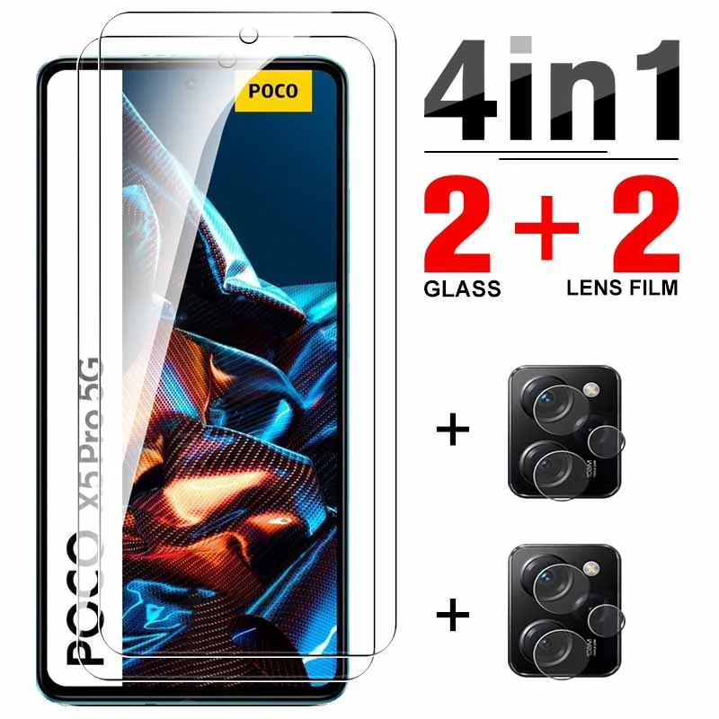 

4 в 1 прозрачное закаленное стекло для Xiaomi Poco X5 X 5 Pro X5Pro полное покрытие HD защита для экрана little PocoX5Pro Защитная пленка для объектива