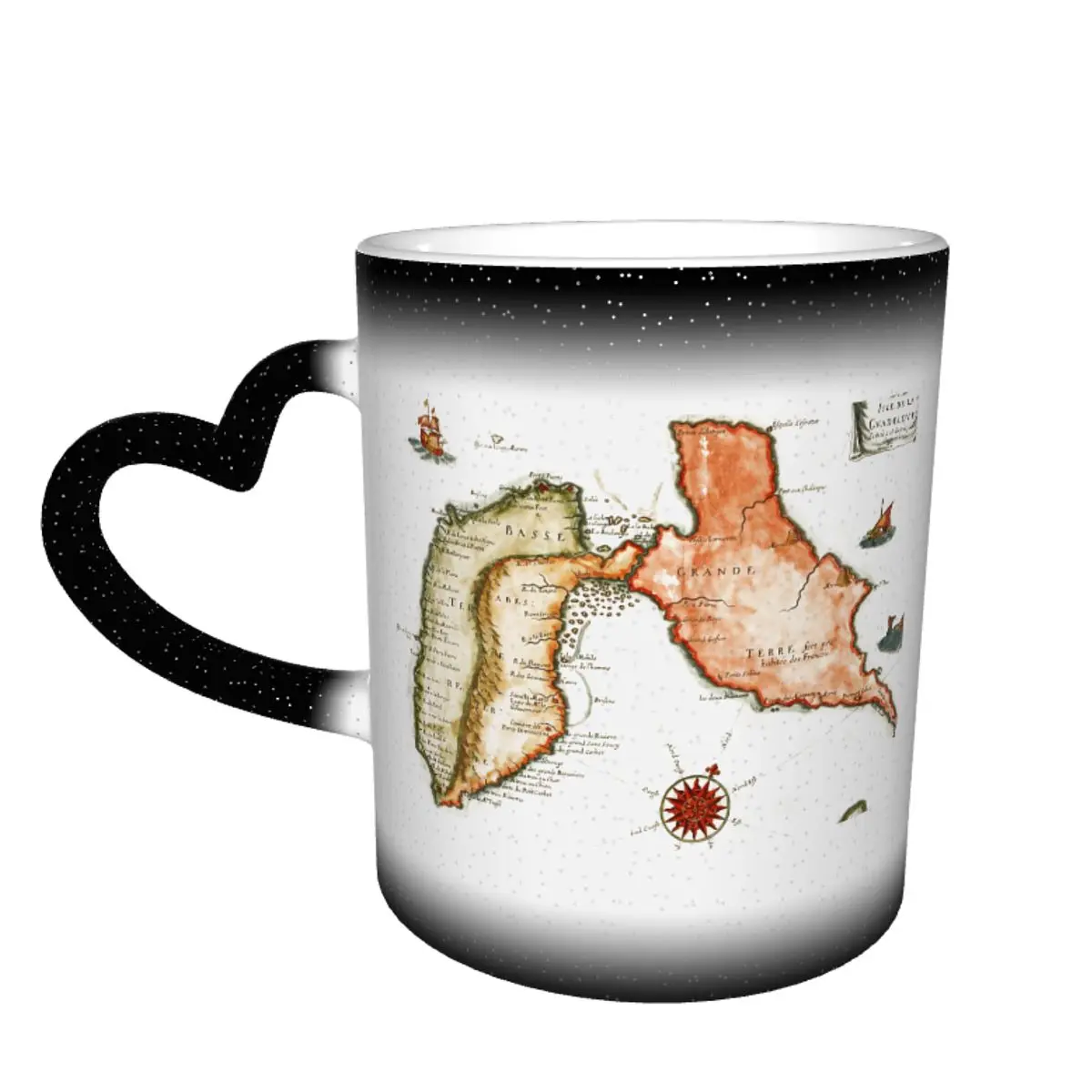 

Vintage Map Of Guadeloupe (1650) Color Changing Mug in the Sky Vintage Ceramic Heat-sensitive Cup Humor Graphic R276 Coffee cups