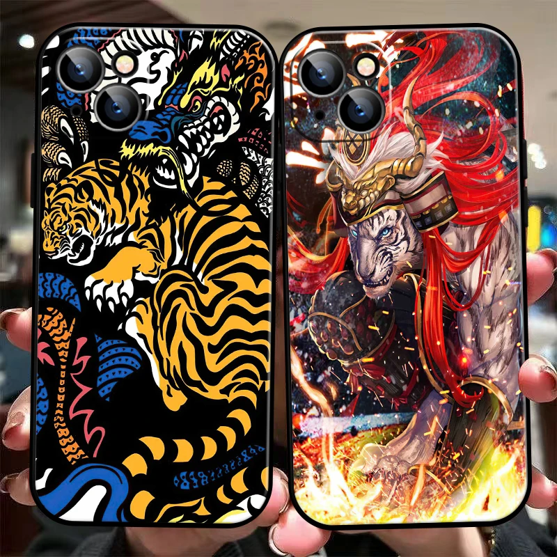 

Fashion Dragon God Tiger For Apple iPhone 13 12 11 Pro Max Mini X XR XS Max SE 6 6S 7 8 Plus Phone Case Back TPU Carcasa Soft