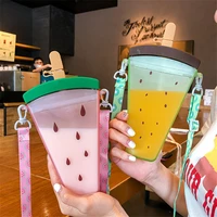 320ml kids water bottle plastic with lid and straw creative ice cream watermelon drink water bottle tour eco friendly bpa free