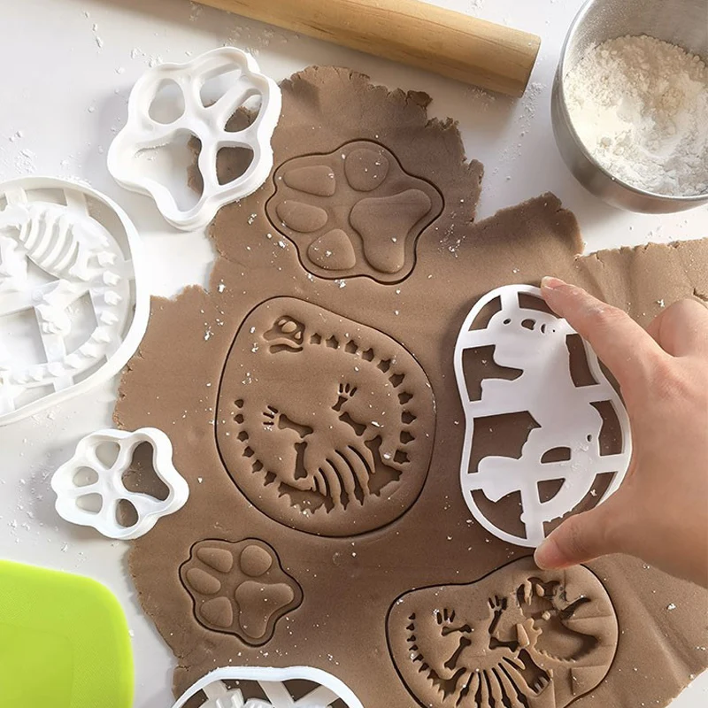 

3D Large Size Dinosaur Fossils Cookie Embosser Mold Cartoon Cat Paw Cookie Cutter Frosting Biscuit Molds Home DIY Baking Tools