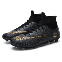mens soccer shoes high ankle cleats teenager breathable sneakers size 35 45 grass training fg tf kids antiskid football boots