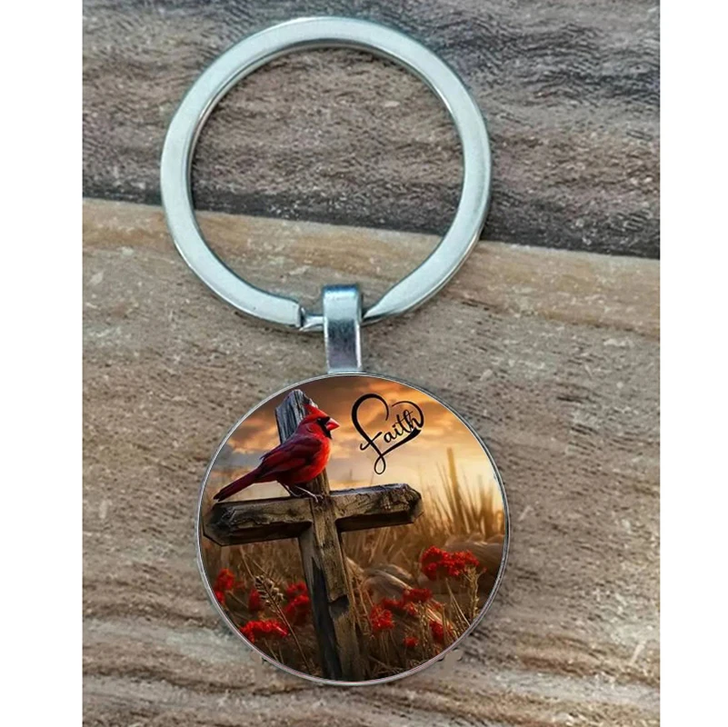 Модный брелок с красной птицей епископа в стиле веры из цинкового сплава