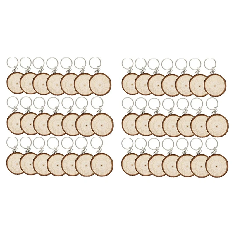 

40 Pack Unfinished Wood Slices Keychain Blank Hand-Painted Wooden Keychain Creative Christmas Pendant DIY Wood Keychain