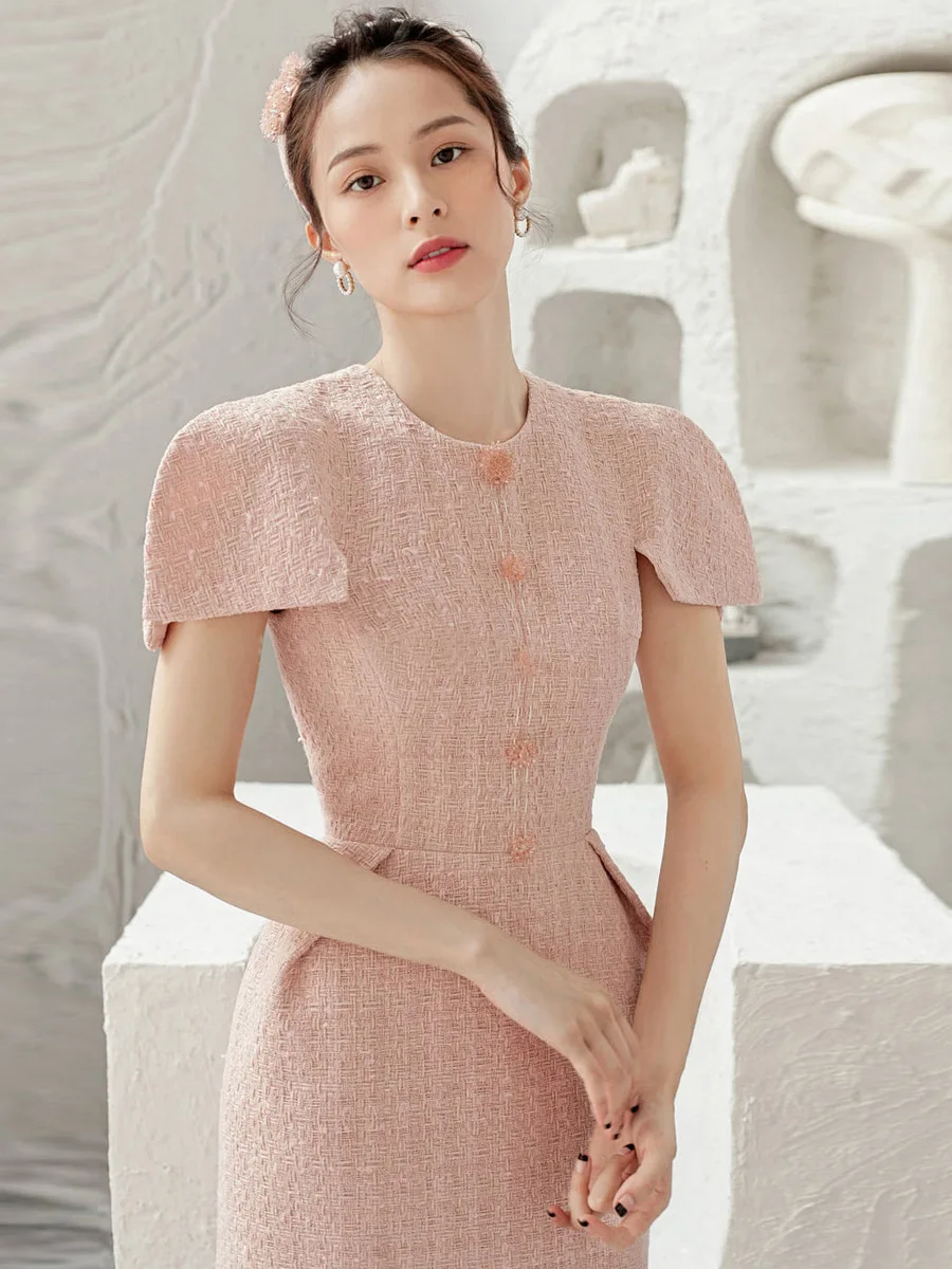 Высококачественное искусственное розовое грубое твидовое маленькое