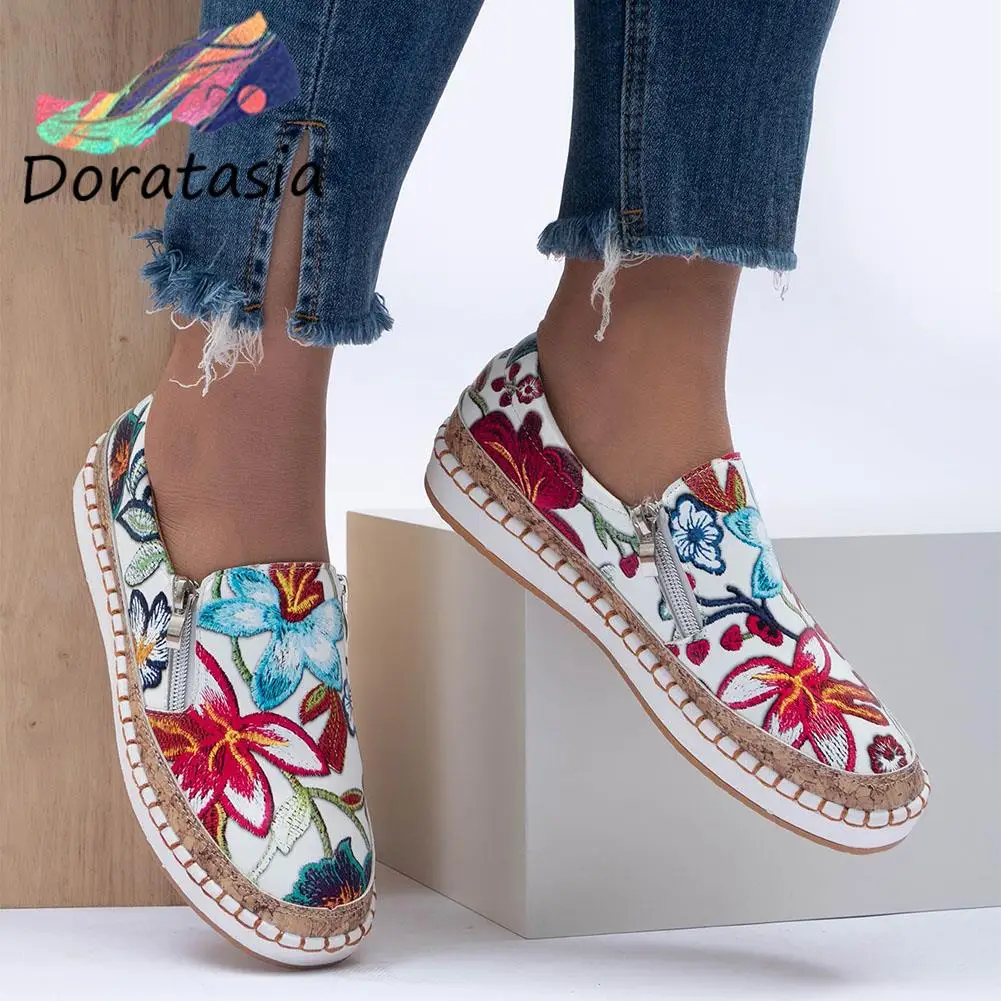 

DORATASIA Big Size 43 Leisure Platform Chunky women's Sneakers Casual Floral Sewing Vulcanize Shoes Women Fashion Comfy Loafers