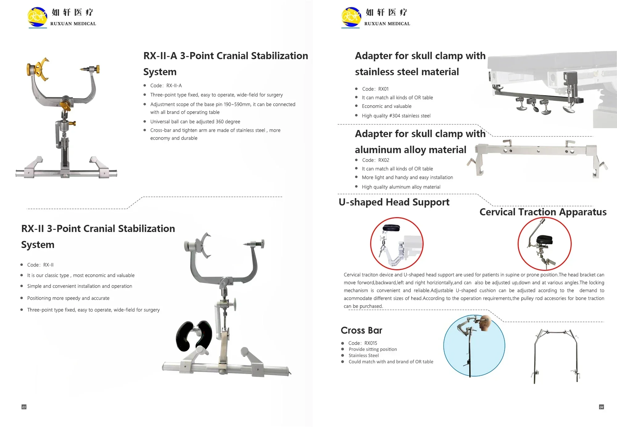 Нейрохирургические хирургические инструменты Трехточечный зажим черепа