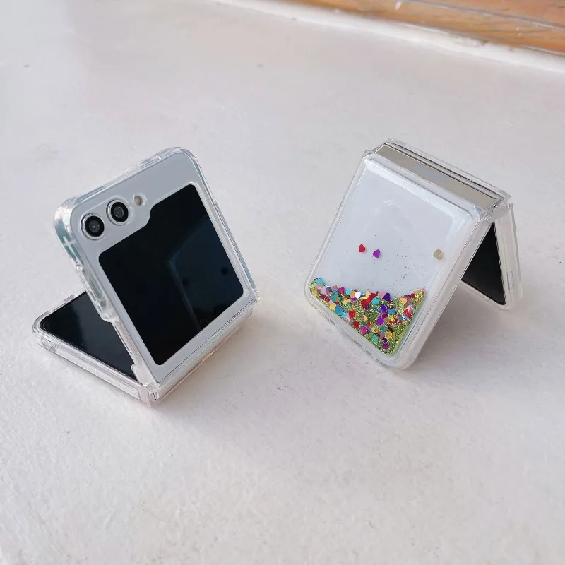 Новый Красочный зыбучий песок для Samsung Galaxy Z Flip 3 4 5 Простой Прозрачный блестящий