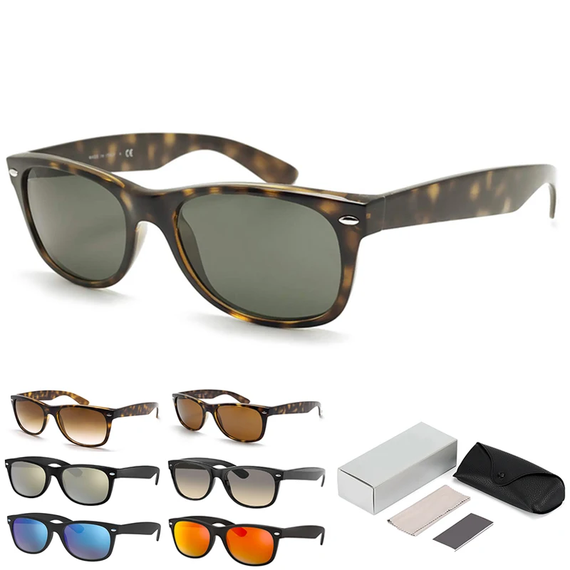 

Top Quality Rays 2132 Sunglasses Men Women 55mm Size Nylon Square Frame Sun Glasses Real Glass Lenses Lentes De Sol Mujer