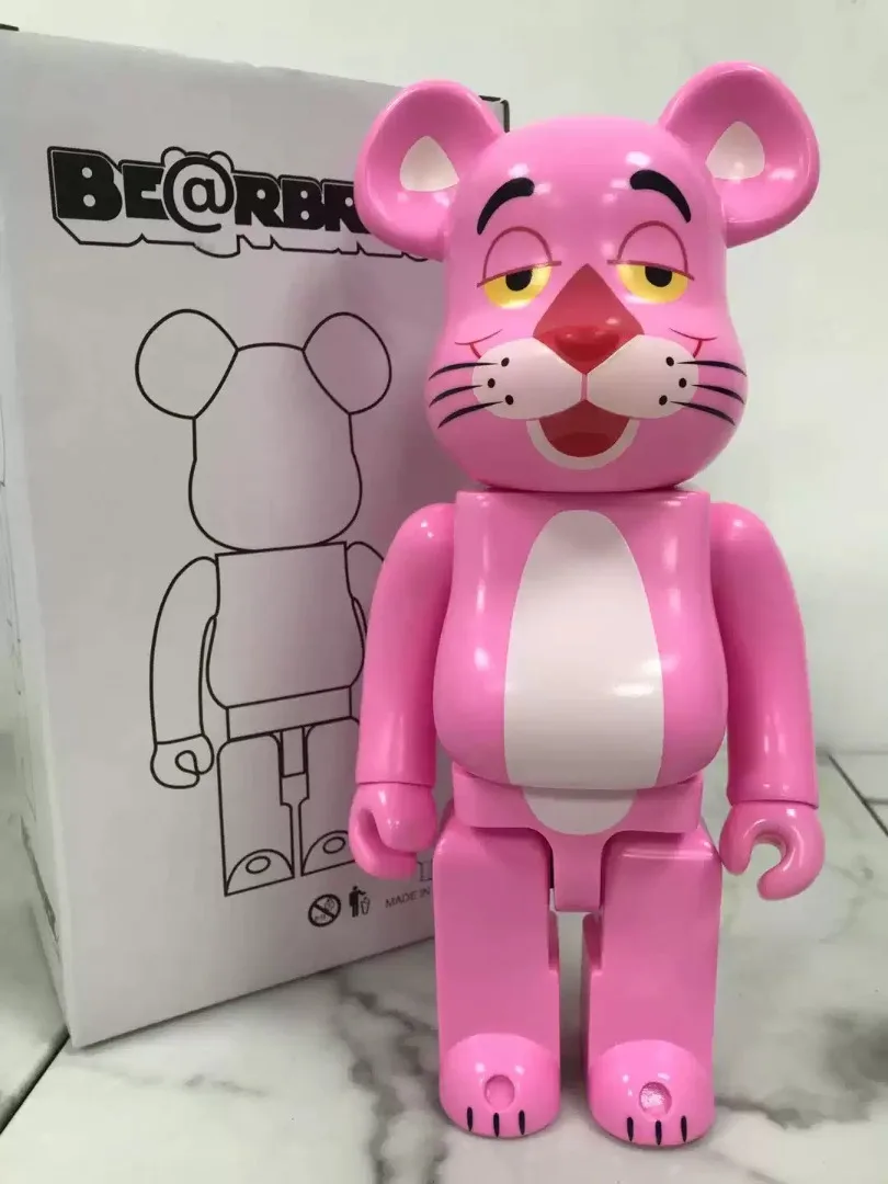 

Bearbrick 400% Розовая пантера из ПВХ материала, пластиковый Мишка Тедди из мультфильма, аниме, безвредная пантера BE @ RBRICK, 28 см, Подарочная кукла