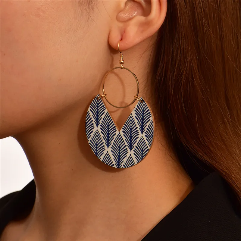Медные круглые серьги с геометрическим рисунком | AliExpress