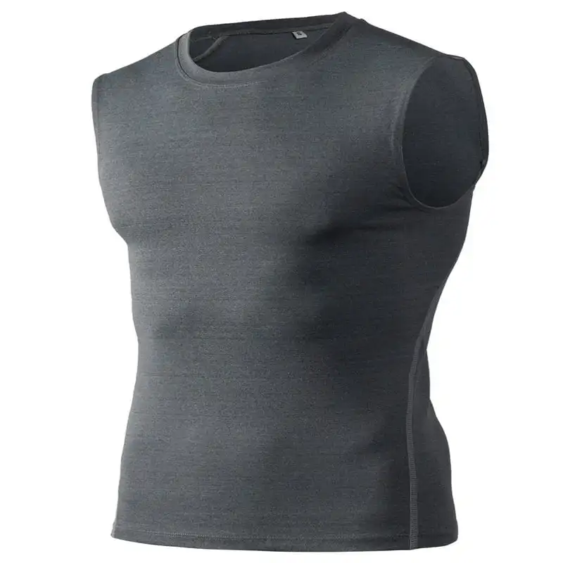 

Sleeveless Compression Shirt Sports Base Layer Tank Top Athletic Workout Shirt-Grey-XL
