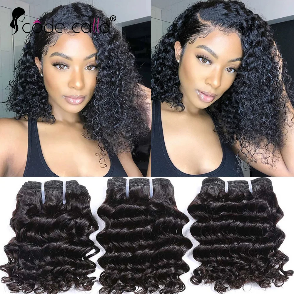 

Kinky Curly Bundles Brazilian Human Hair Bundles 6inch Sew-in Water Wave Hair 3pcs Virgin Hair Extentions Natural Black 35g/pc