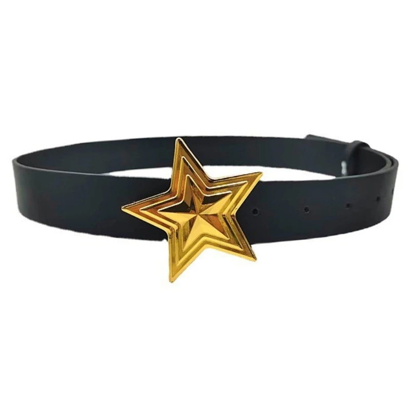 

PULeather Belt Pin Buckle Belt Y2K Buckle Wide Jeans Belt Adult Waistband