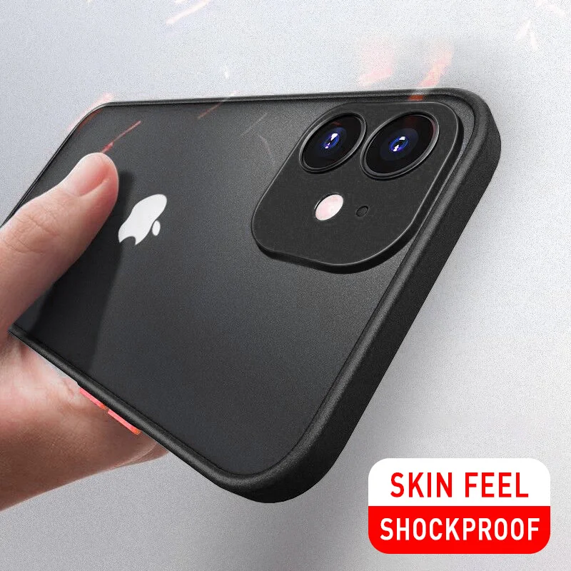 

Luxury Matte Armor Cover Transparent Phone Case for iPhone 12 11 13 Pro MAX Mini XS XR X 8 7 Plus SE Shockproof Protective Shell