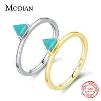 modian pure 925 sterling silver luxury geometric triangle natural opals finger rings for women fashion party jewelry anel