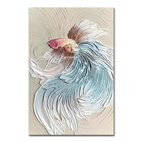 Картина маслом КИТ Arthyx ручной работы на холсте, Современный домашний декор, абстрактная рыба, животное, Настенная картина для гостиной, домашний декор