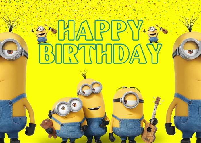 Виниловый фон для детской фотосъемки с изображением миньонов