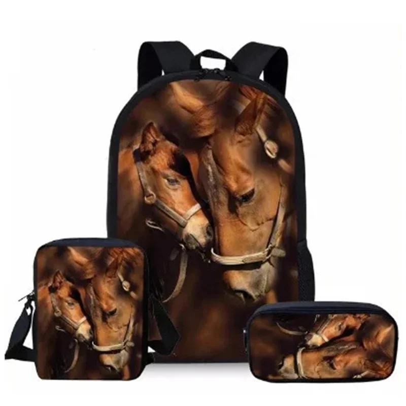 3 шт./компл. набор рюкзаков с рисунком лошади большой вместительный пригородный