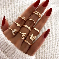 gothic gold silver color rings for women fashion vintage boho heart star moon butterfly ring set 2022 party jewelry gift anillos