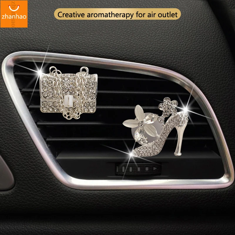 

Car Air Freshener Women's Diffuser Perfume Crystal Shoes Diamond Inlaid Decoration Air Outlet Aromatherapy Interior Accessories