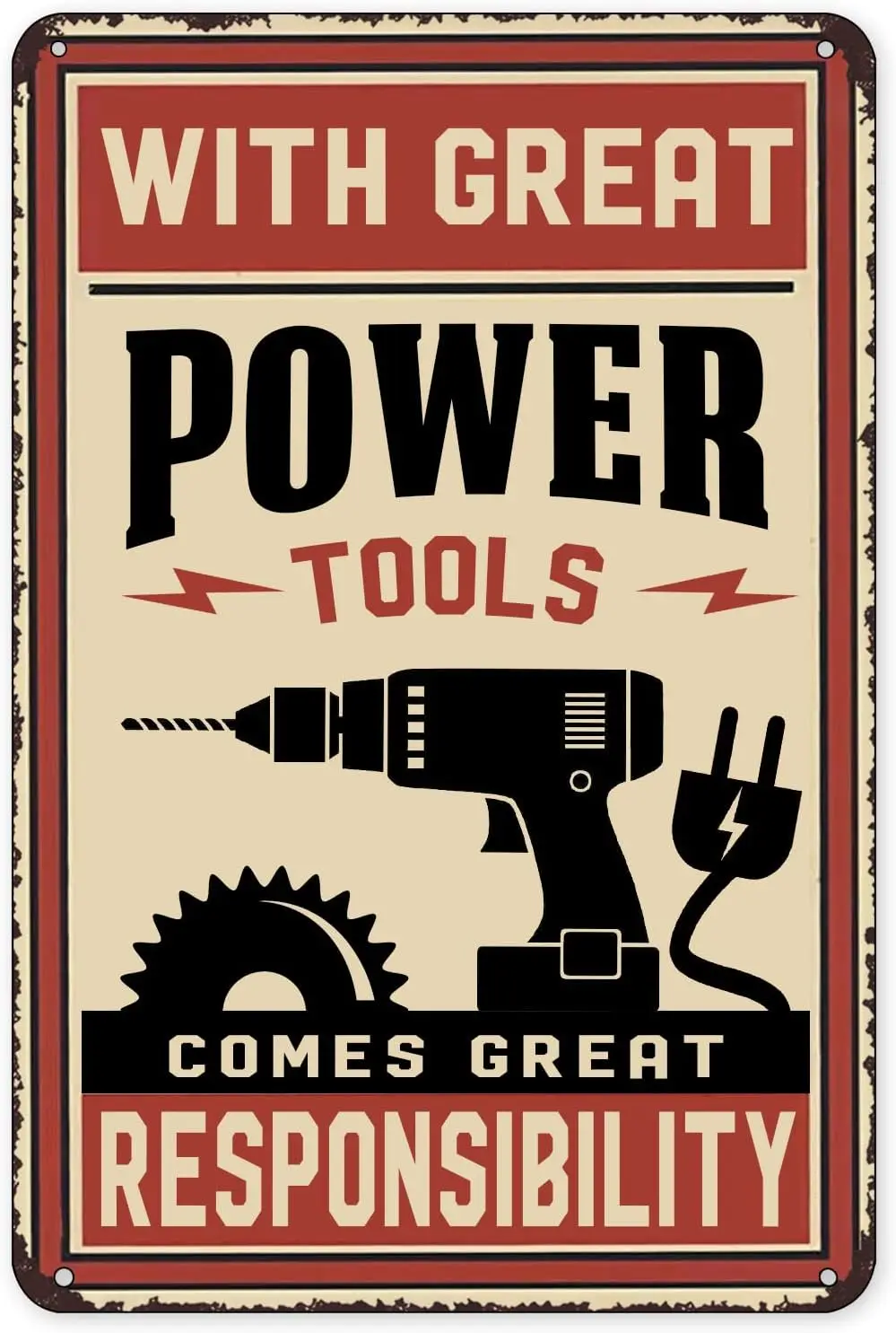 Gret Power Tools Responsblty Funny Vntge Grge Sgn Metl Плакат rt Decorton для Lvng Room Спальня Offce Wll 8x1