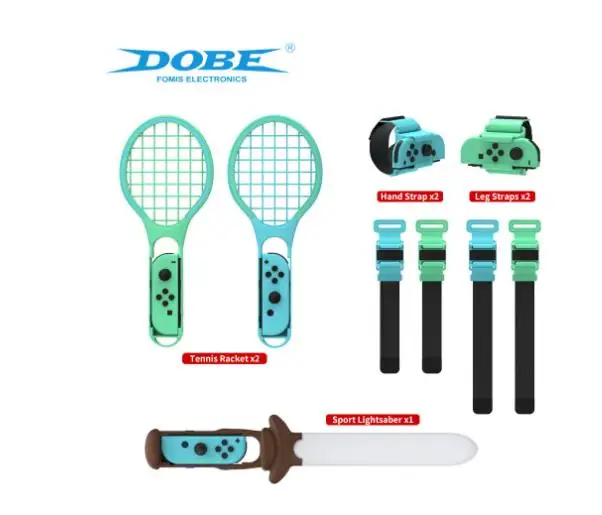 

Switch Handle Body Photosensitive Sword + Sports strap + Tennis racket + Wristband 7 in 1 Sports Set TNS-2123