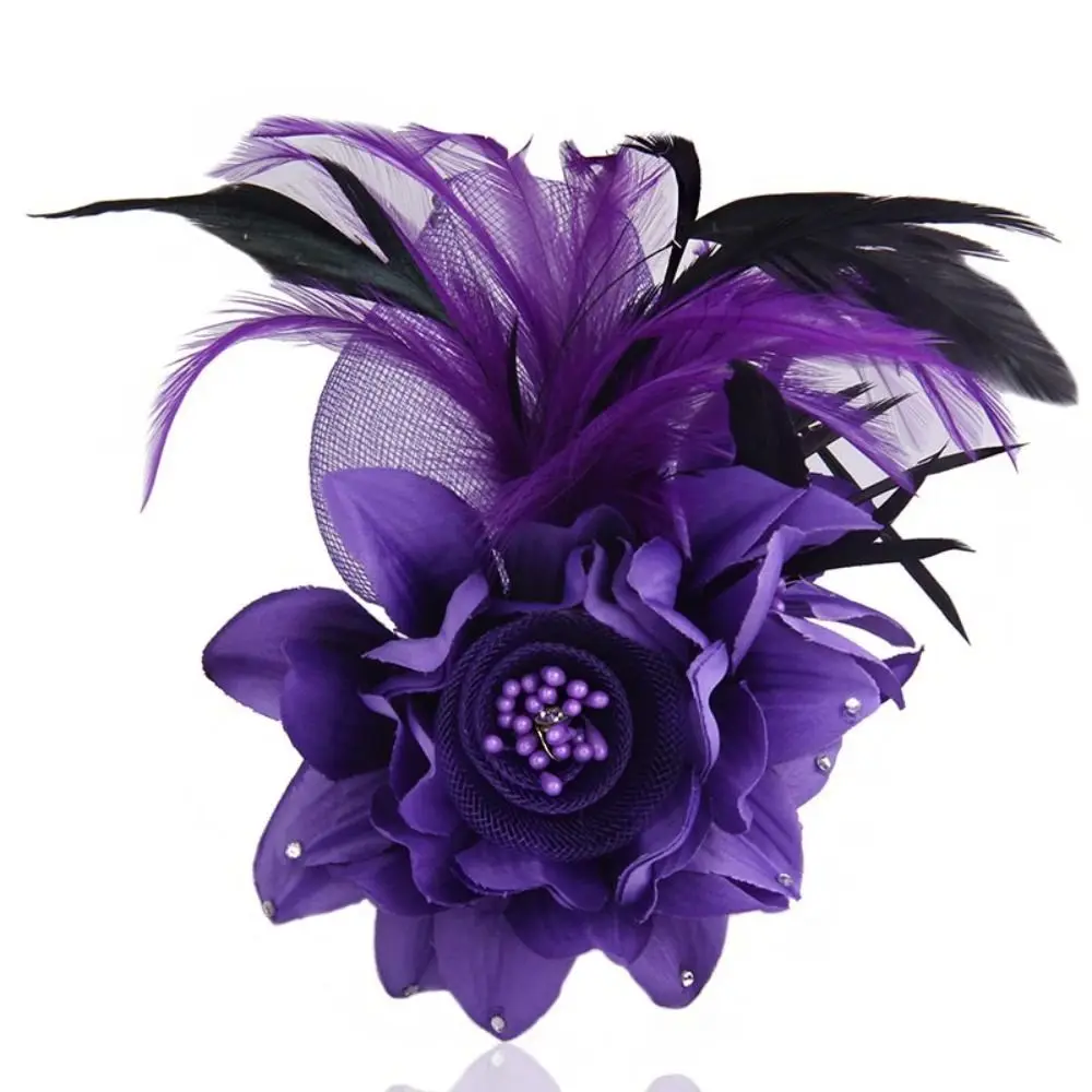 Винтажная женская заколка для волос с разноцветными перьями и искусственными