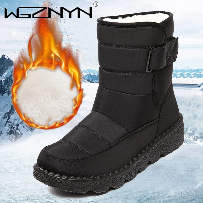 WGZNYN-Botas de nieve impermeables para Mujer, botines con plataforma para mantener el calor, tacones de piel gruesa, 36-43, invierno, 2021