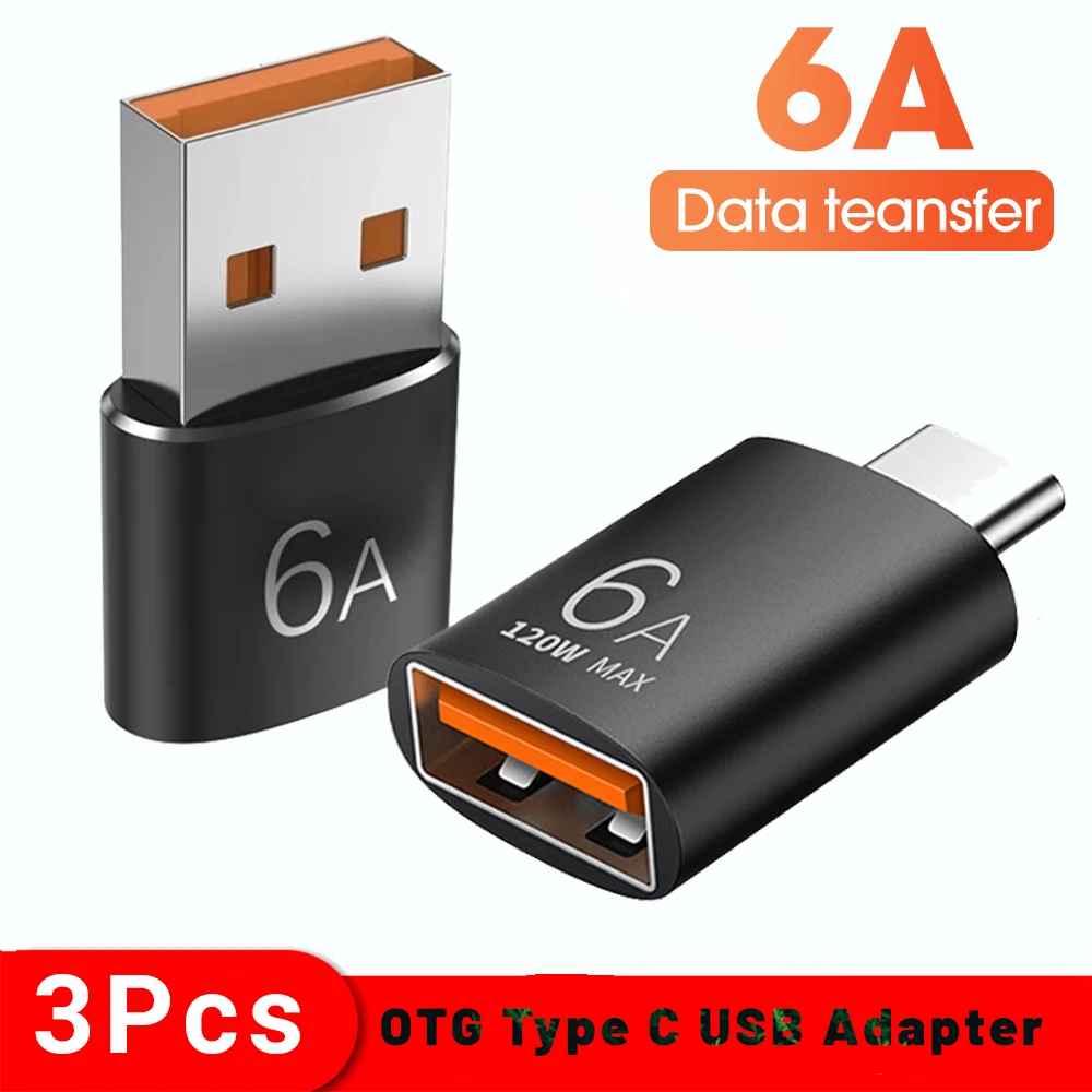 

Адаптер OTG, 3/1 шт., 6 А, USB Type-C, 120 Вт