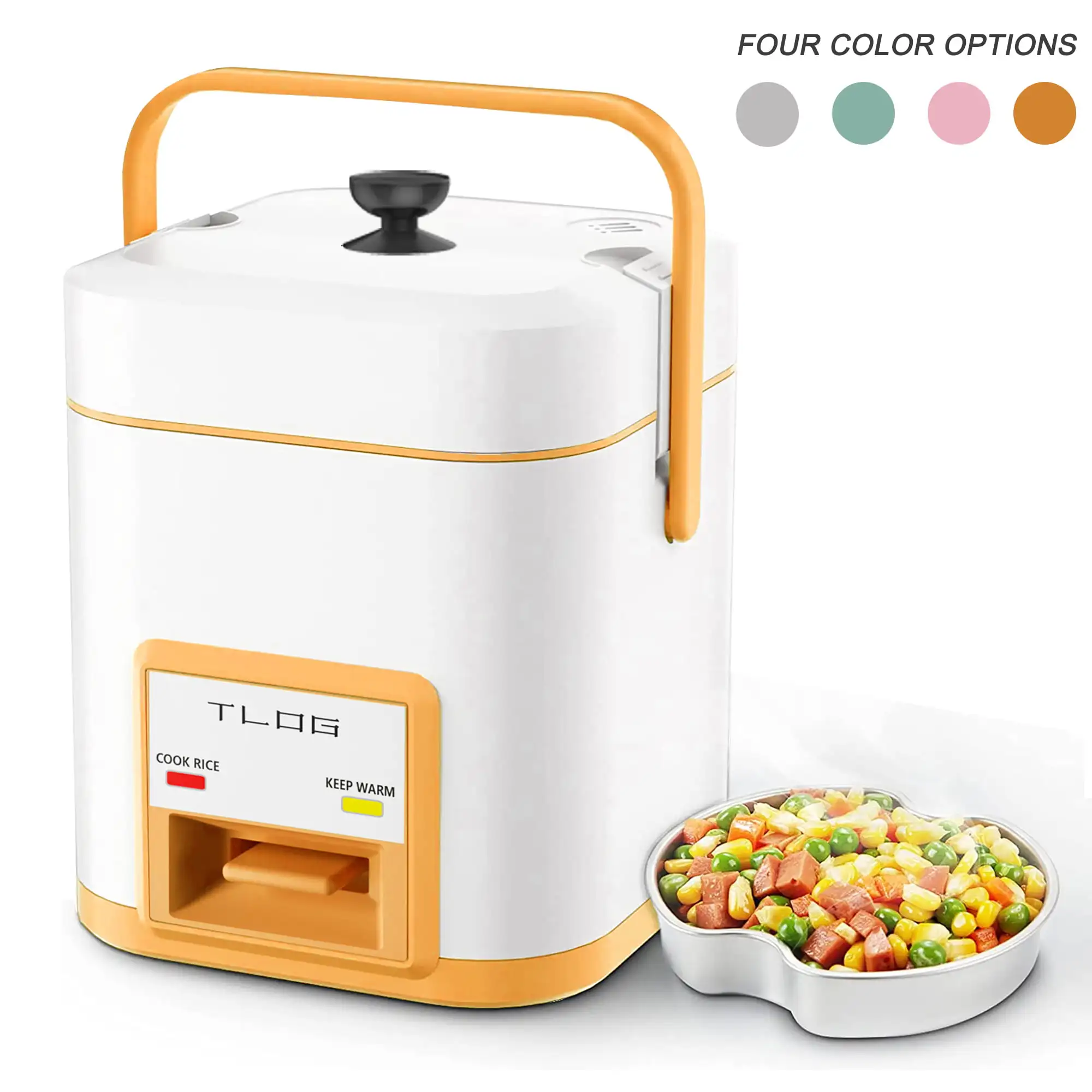 

5 Cup (Cooked) Mini Rice Cooker 1.2L Portable with Steam Tray Orange