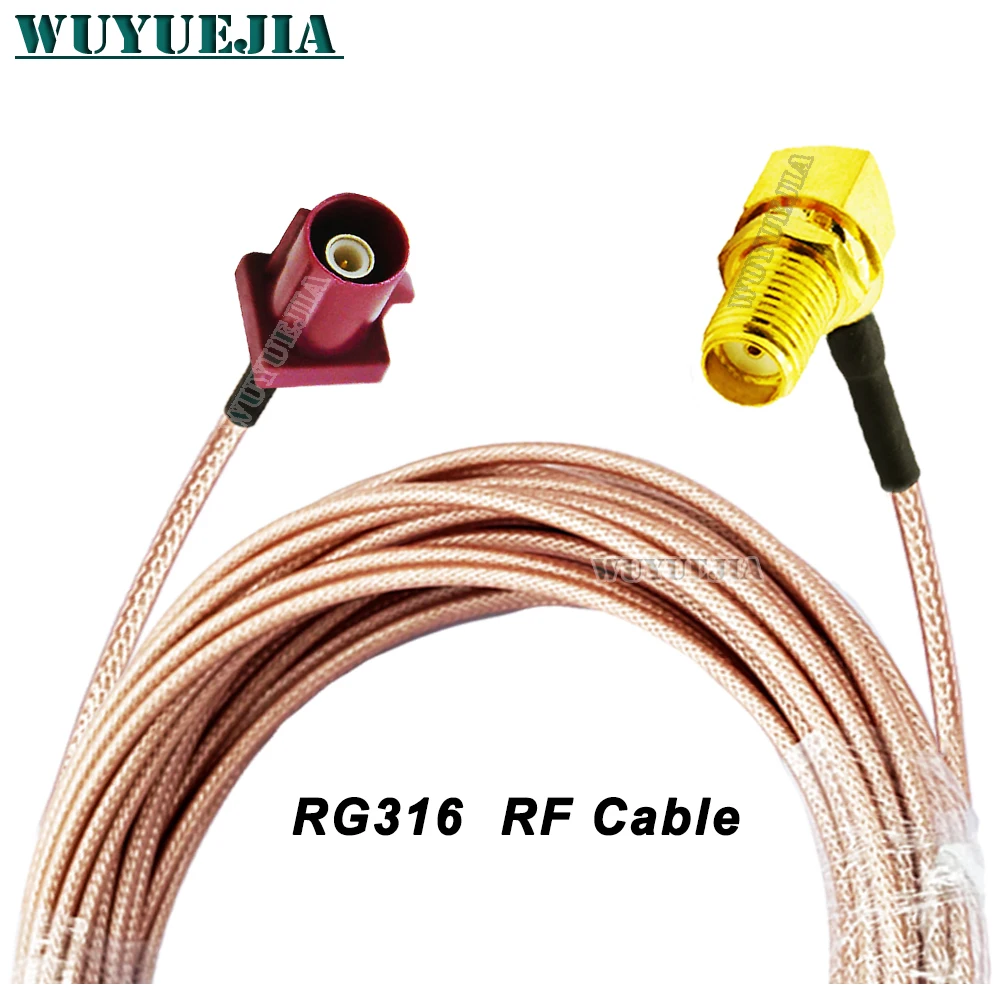 Фото Разъем SMA Female 90° °    Кабель-удлинитель RPSMA Jack Straight - Fakra D Male Plug, 50 Ом, RG316, для GSM-антенн, коаксиальный, радиочастотный, пигтейл №2