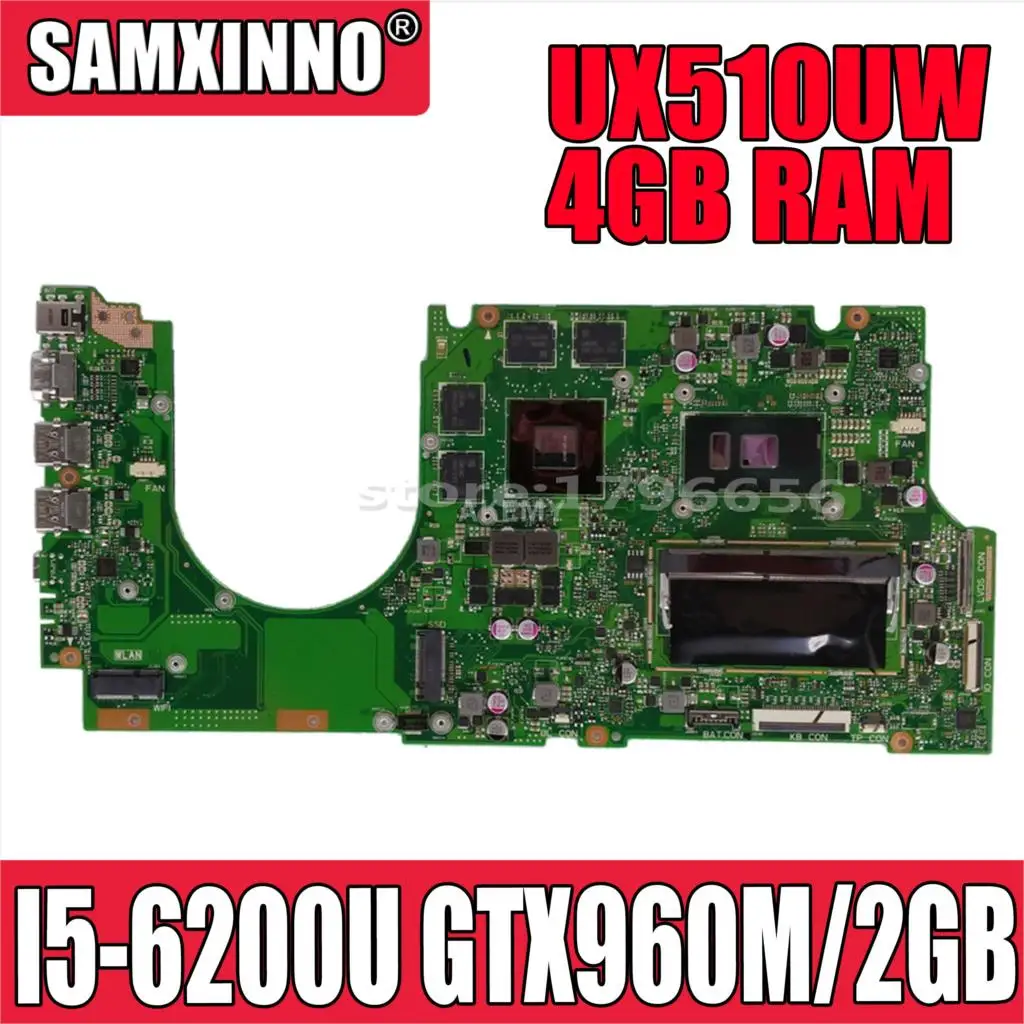 

Для Asus UX510UWK UX510UW UX510U U5000U UX510UXK Материнская плата ноутбука UX510UW материнская плата I5-6200/6198U GTX960M/2 ГБ