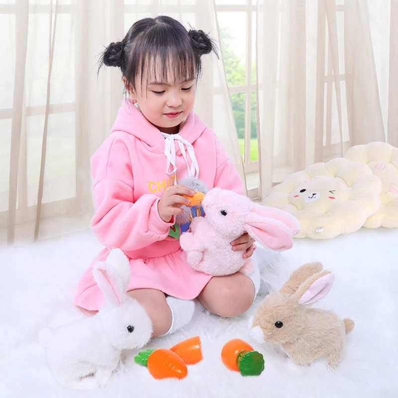 

Plush Rabbit Simulation Bunny Animal Toy Kids Girl Favor Electronic Pet Plushie