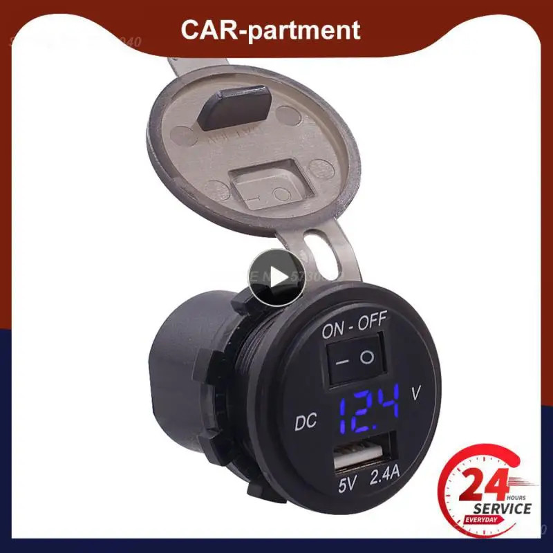 

Motorcycle Phone Charger 2.4A Quick Charger With Switch Voltmeter Fixed Bracket LED Display Motorcycle Truck Boat Phone Charger