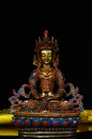 9 tibetan temple collection old bronze outline in gold gem dzi beads longevity buddha lotus platform worship buddha