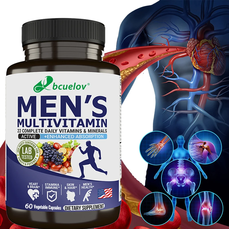 Men's Multivitamin Capsules B12 B6 B1 K D C A B Zinc Supports Better Cardiovascular Aids Nervous System Health&Energy Supplement