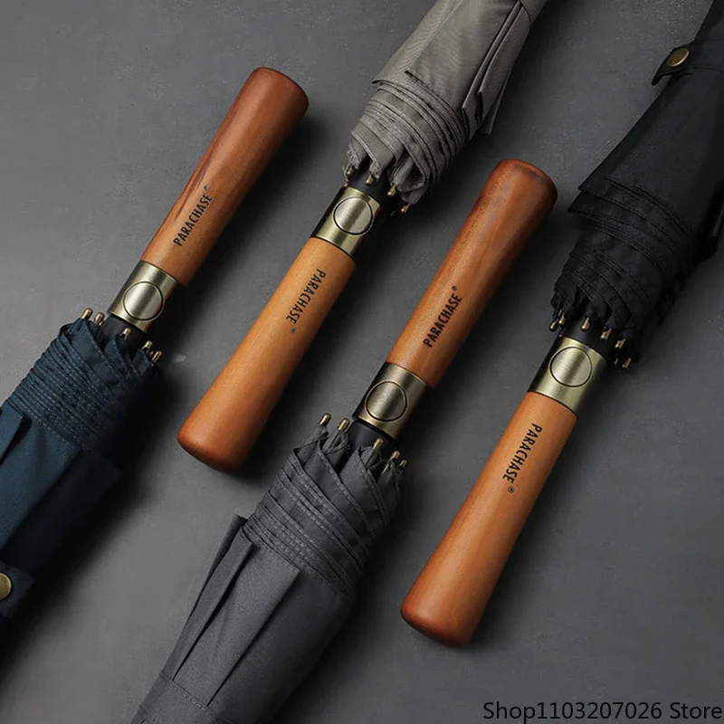 

Деревянный длинный зонт Parachase, мужской ветрозащитный зонт для гольфа, большие дождевые зонтики в деловом стиле